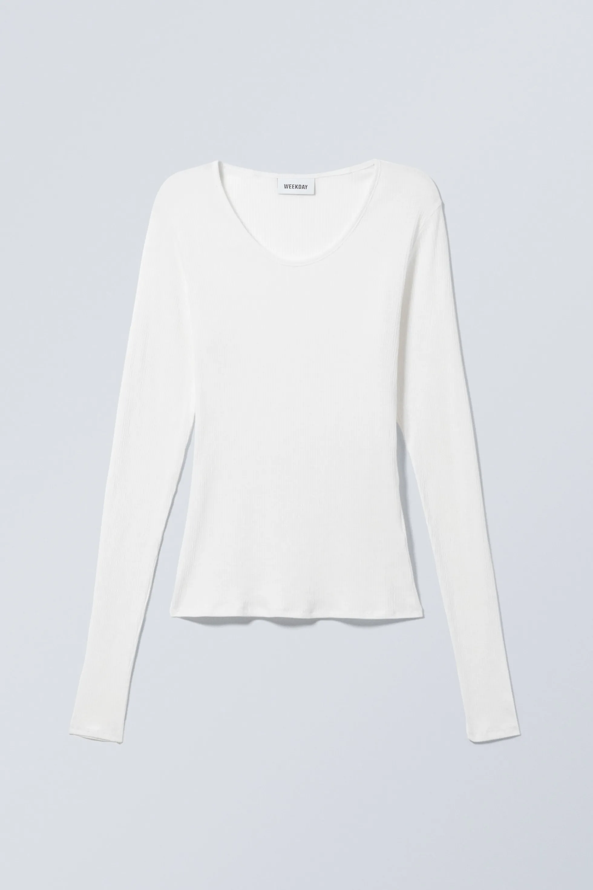 Weekday DOORSCHIJNENDE, GERIBDE TOP MET LANGE MOUWEN>DAMES Basics