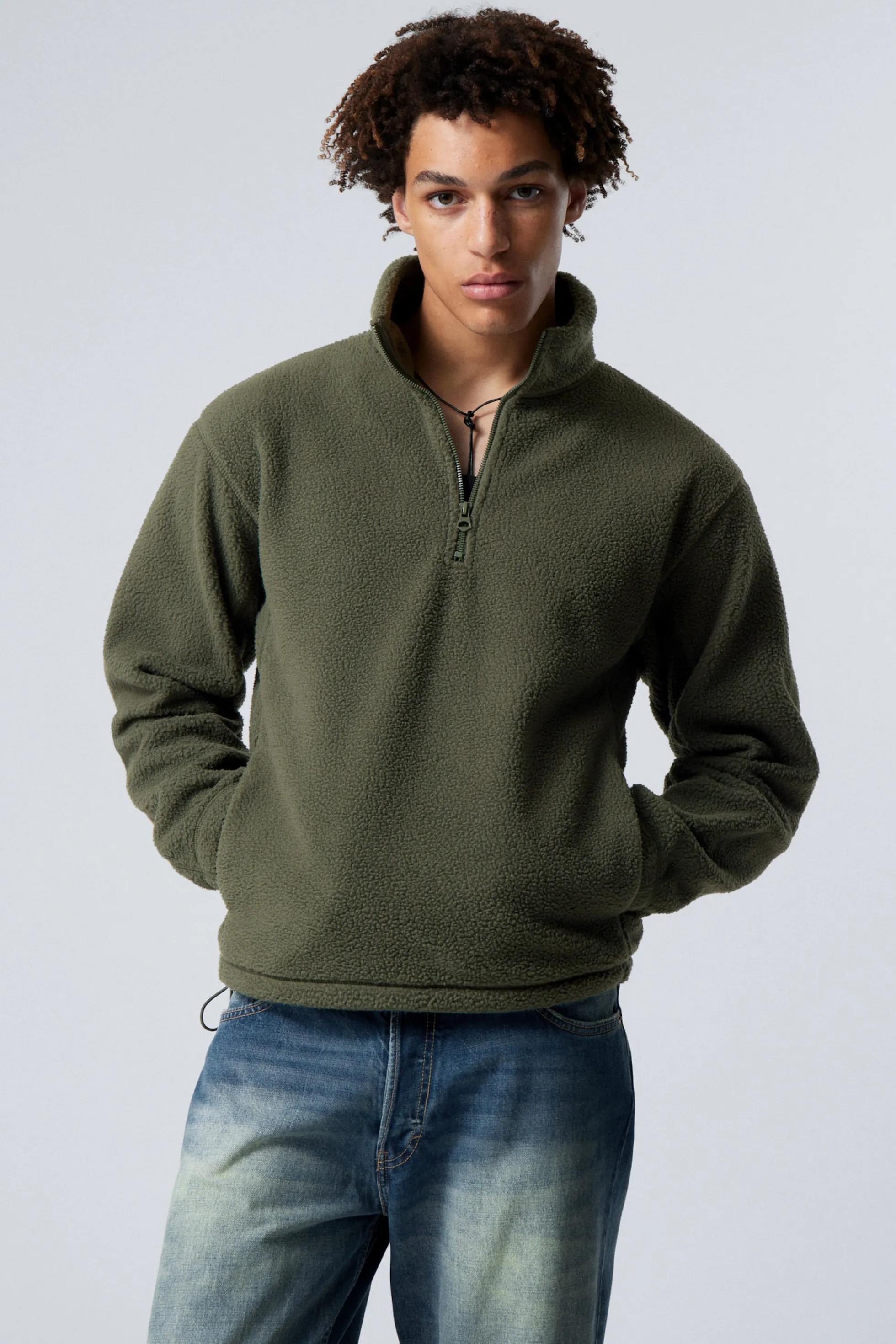 Weekday FLEECE SWEATSHIRT MET HALVE RITS>Heren Sweatshirts