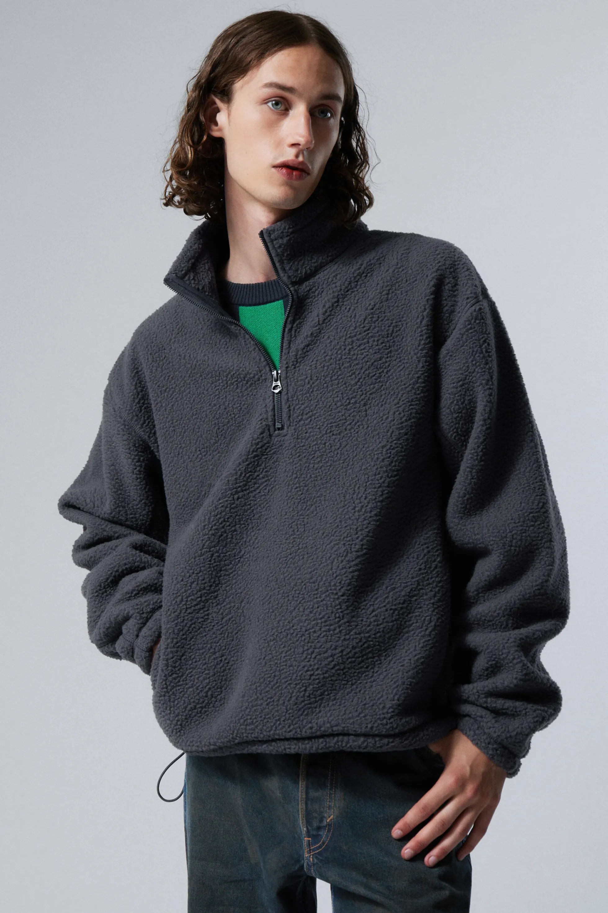 Weekday FLEECE SWEATSHIRT MET HALVE RITS>Heren Sweatshirts