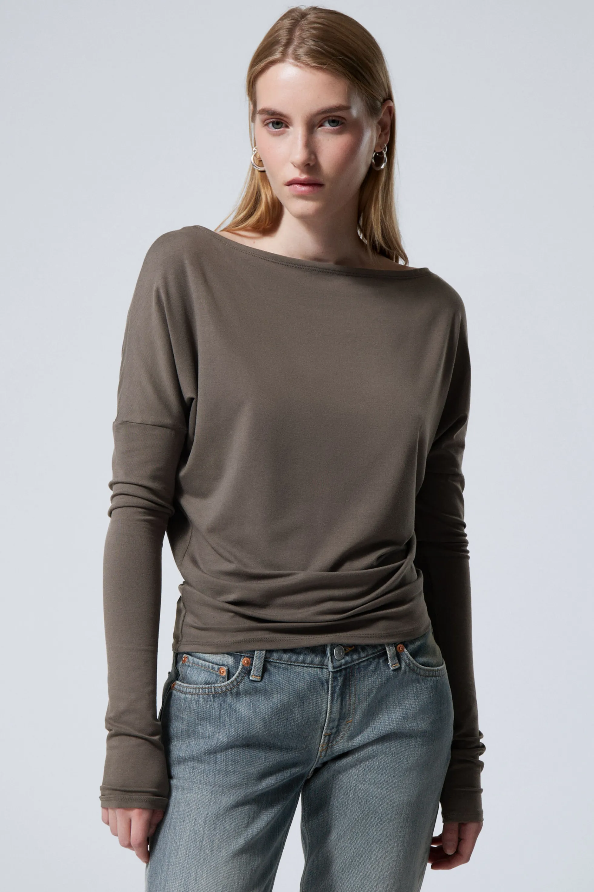 Weekday GEDRAPEERDE LYOCELL TOP MET LANGE MOUWEN>DAMES Tops