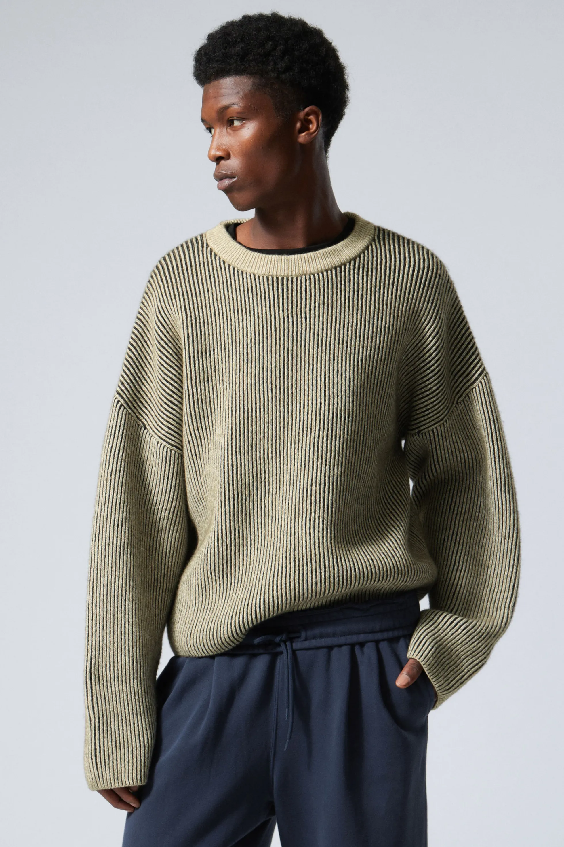 Weekday IN TWEE KLEUREN GEBREIDE TRUI VAN WOLMIX>Heren Knitwear