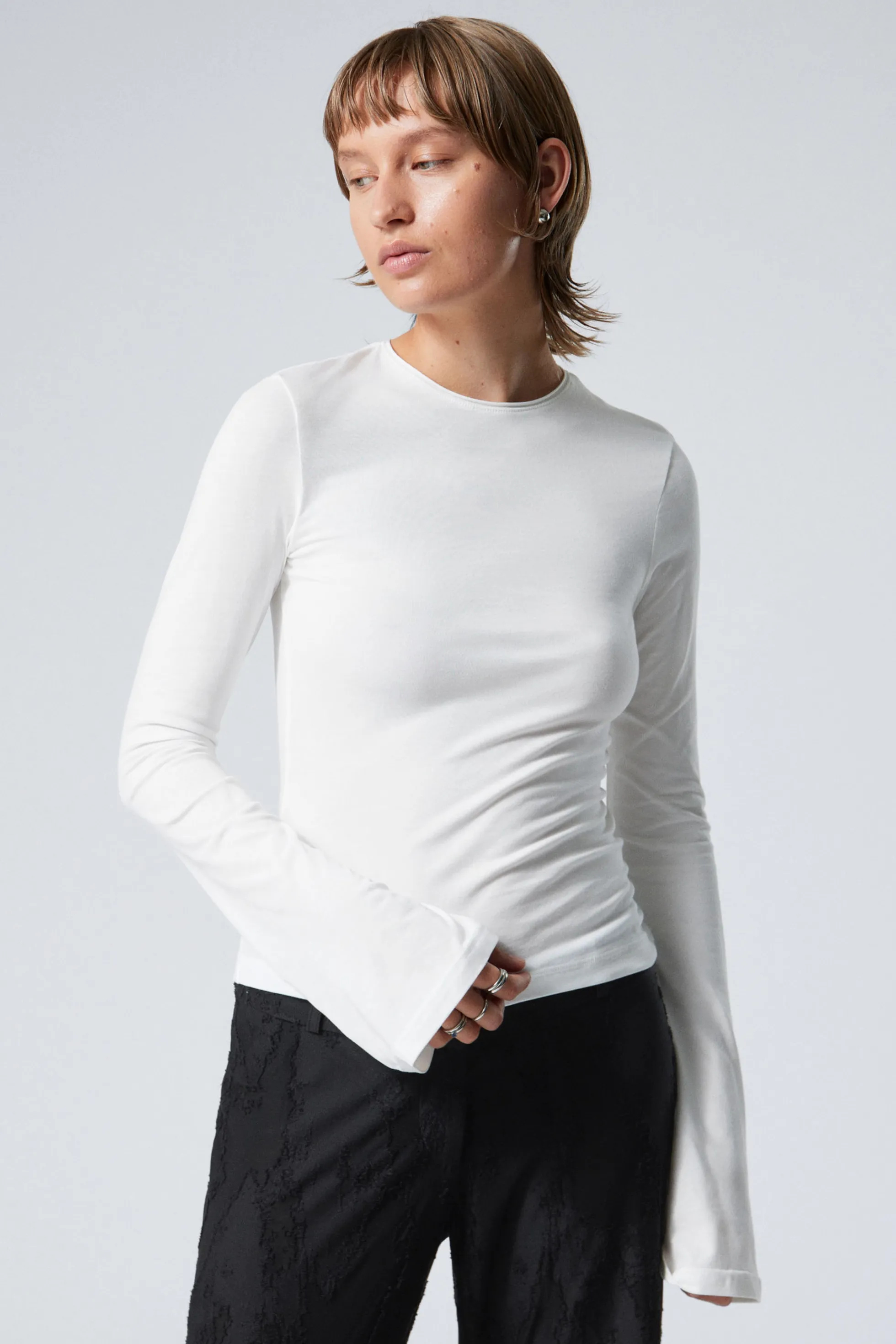 Weekday KATOENEN TOP MET LANGE MOUW>DAMES Basics | Tops