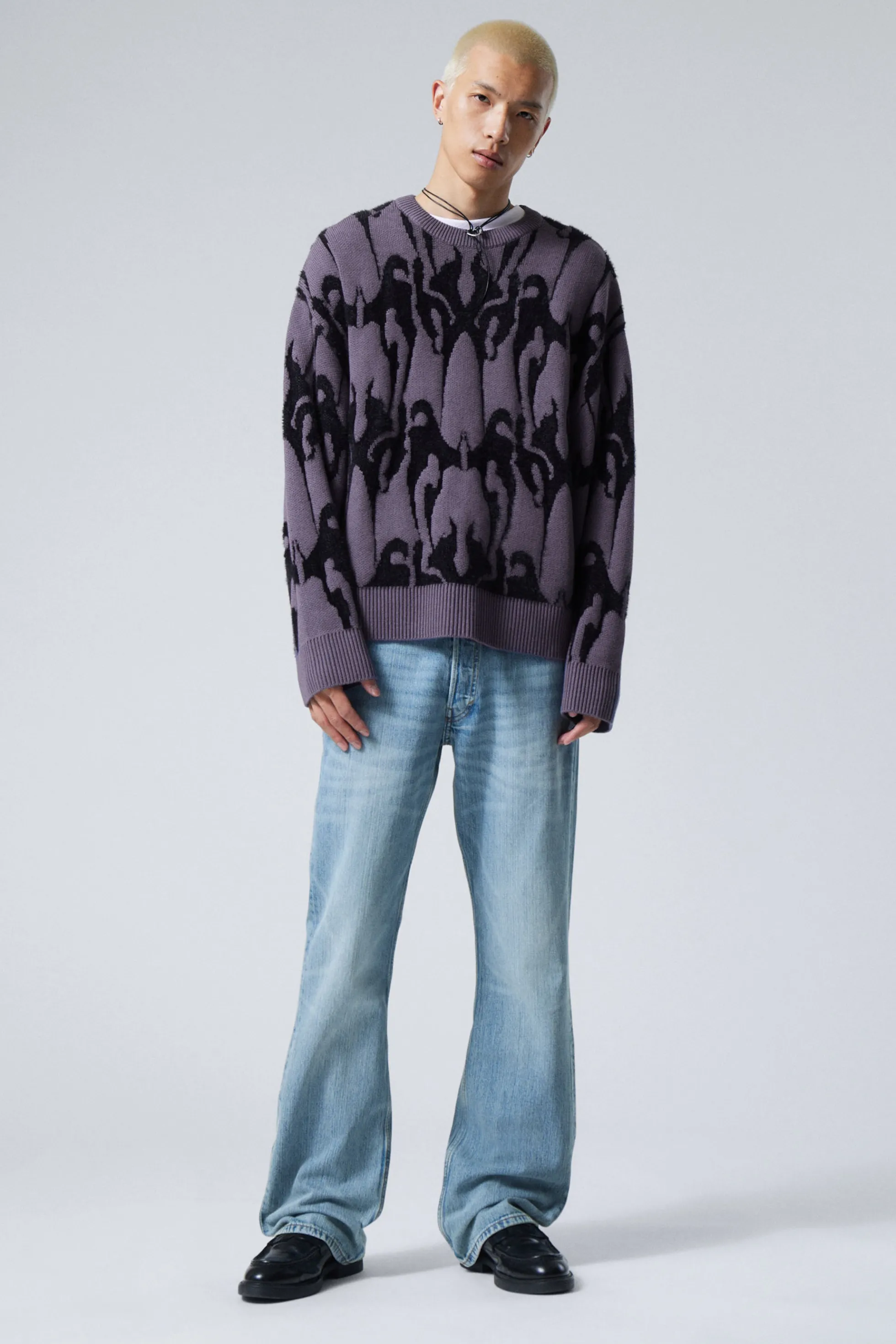 Weekday OVERSIZED HARIGE GEBREIDE TRUI MET PRINT>Heren Knitwear