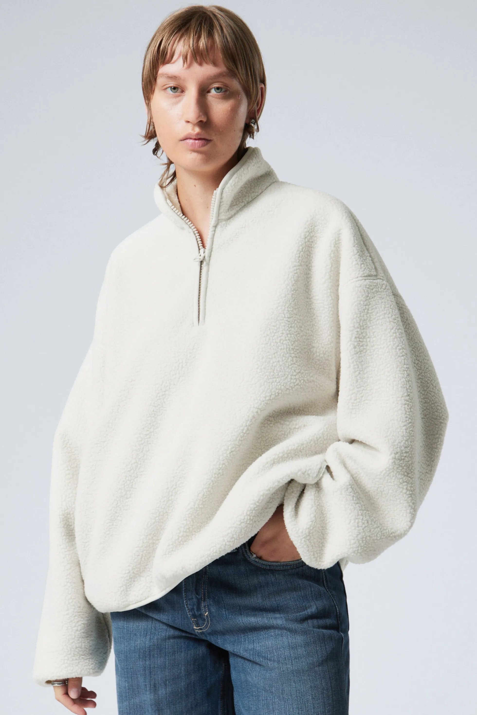 Weekday OVERSIZED SWEATSHIRT MET HALVE RITS>DAMES Sweatshirts