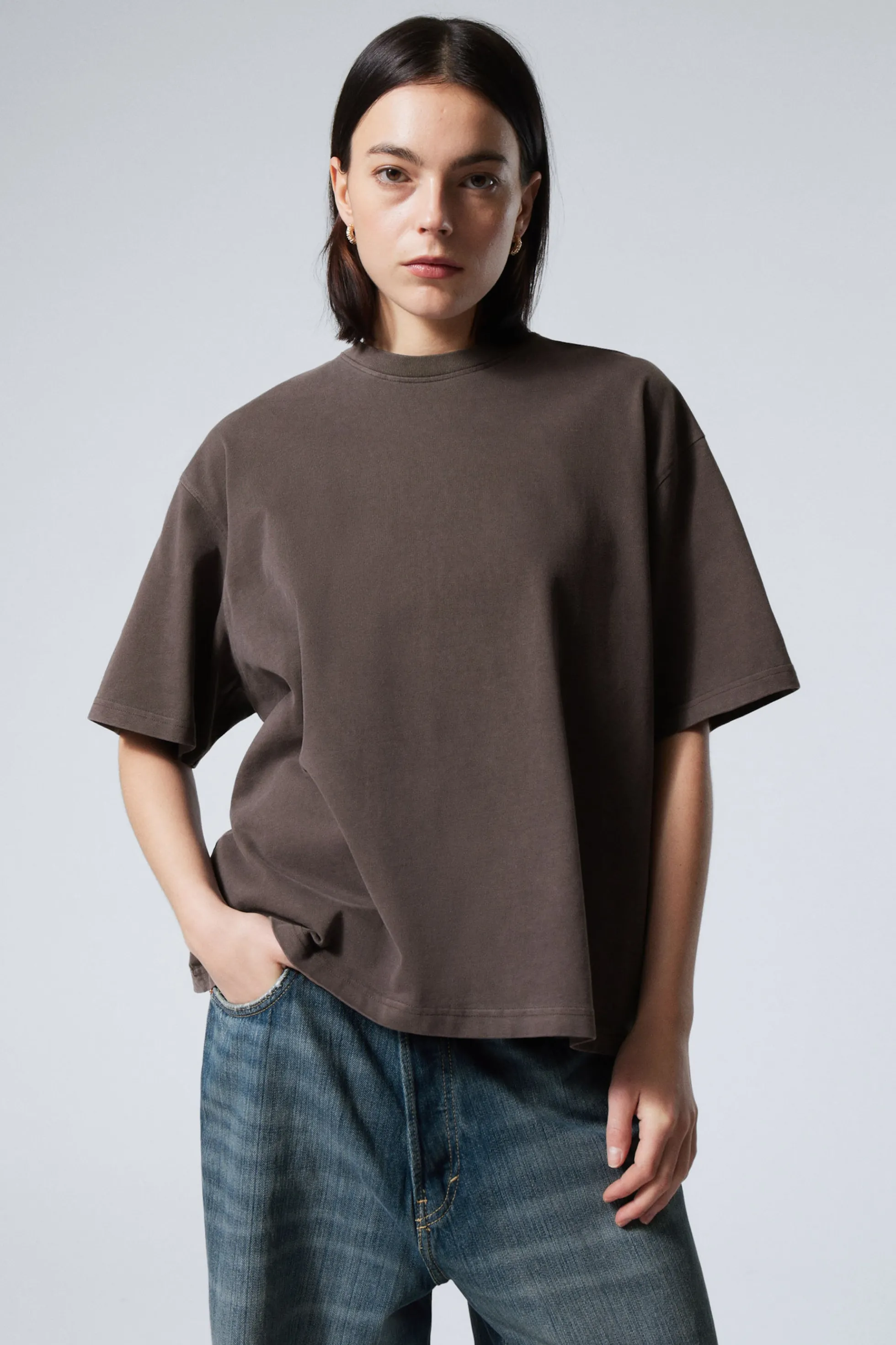 Weekday OVERSIZED T-SHIRT VAN ZWAAR JERSEY>DAMES T-Shirts | Tops