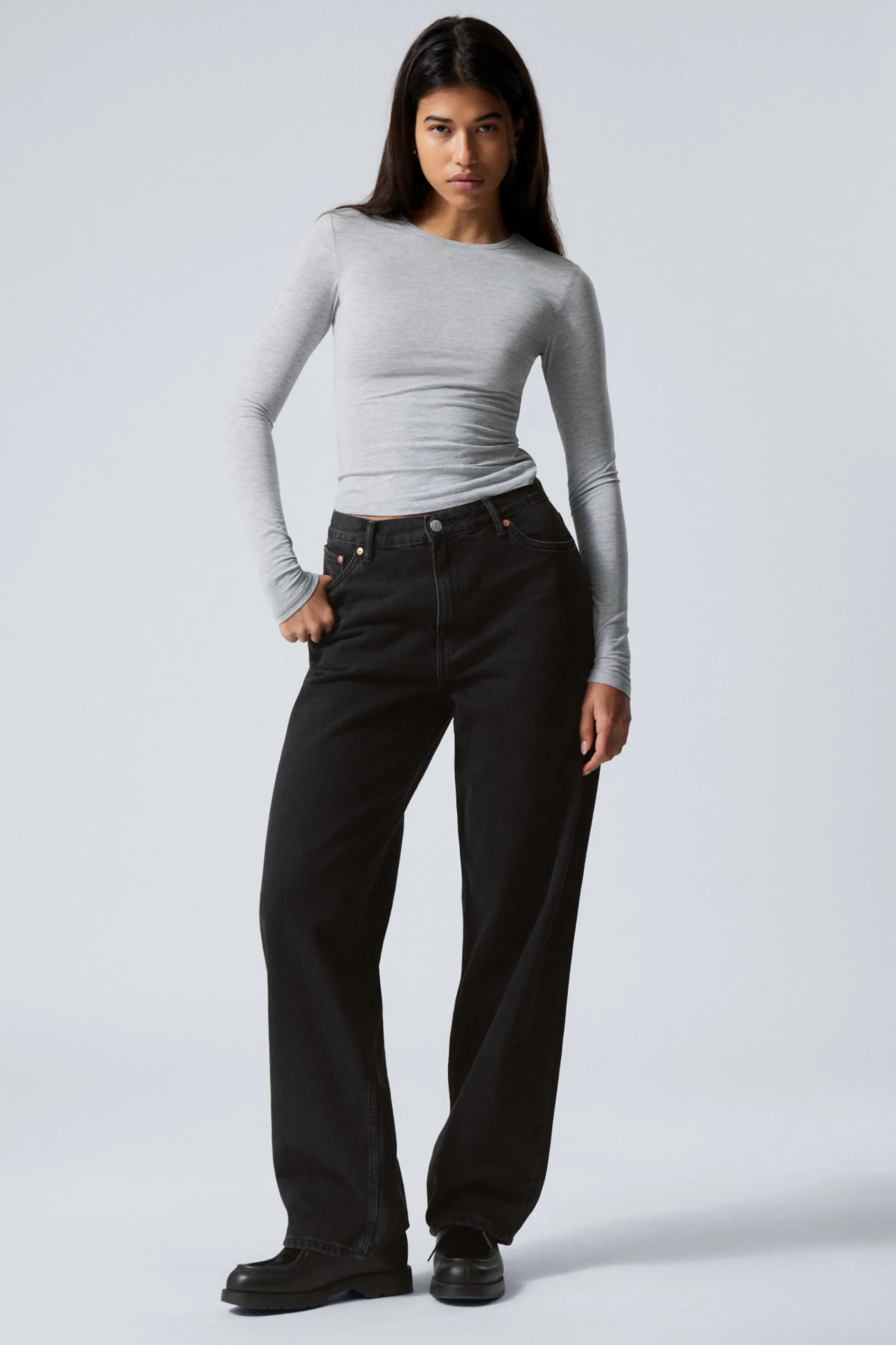 Weekday RAIL MID WAIST LOOSE WIDE LEG JEANS>DAMES Jeans