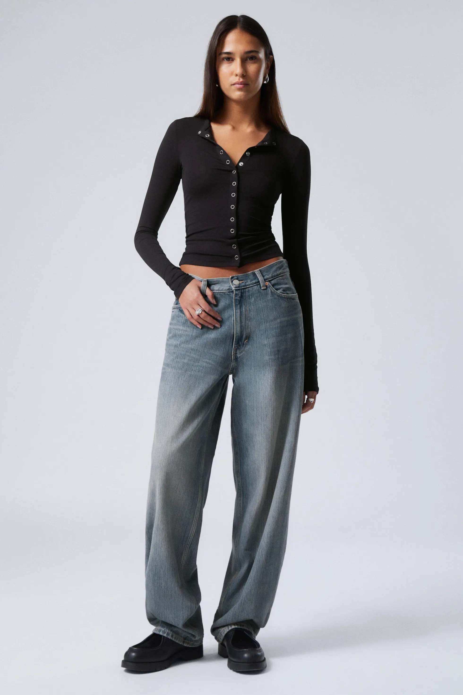 Weekday RAIL MID WAIST LOOSE WIDE LEG JEANS>DAMES Jeans