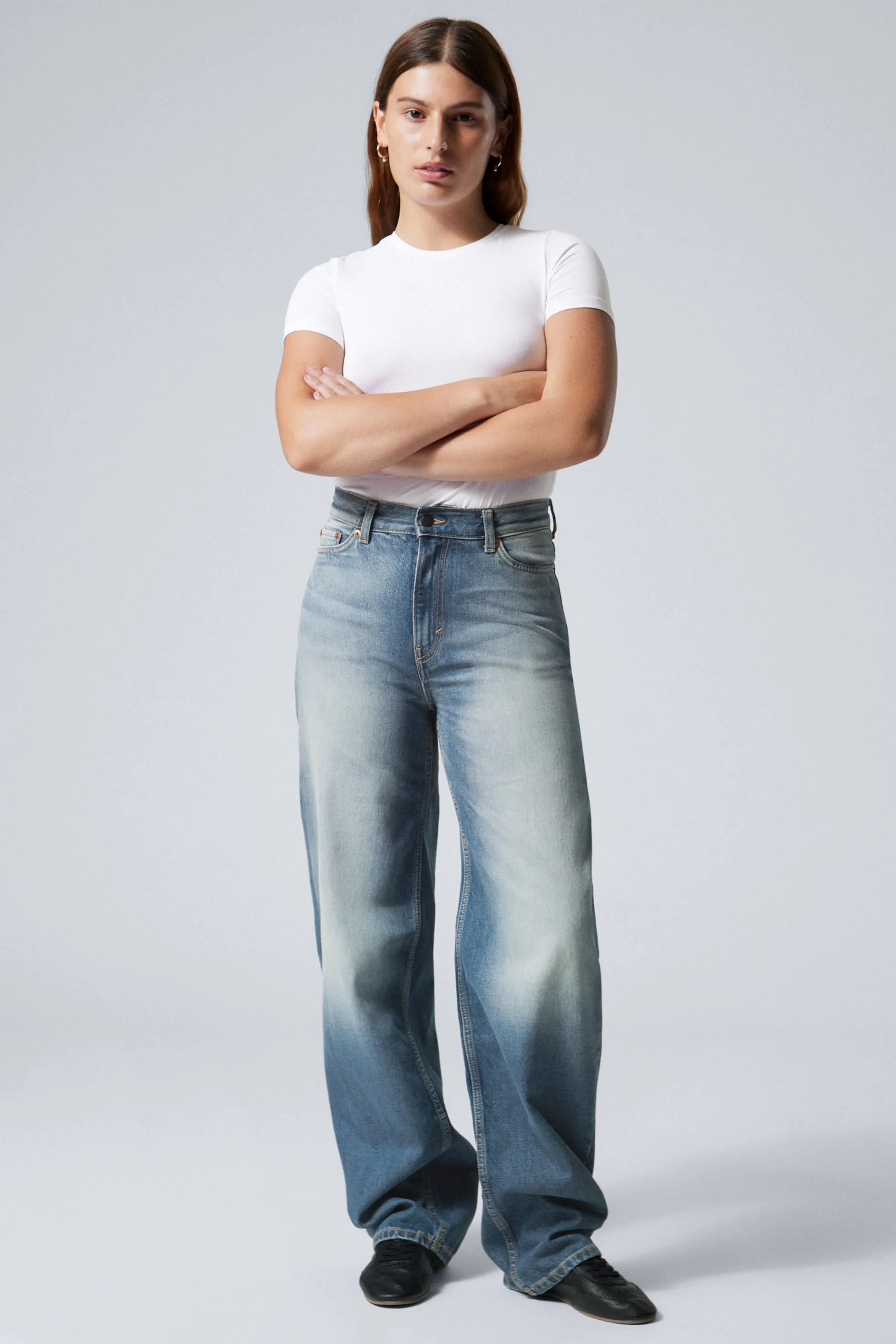 Weekday RAIL MID WAIST LOOSE WIDE LEG JEANS>DAMES Jeans