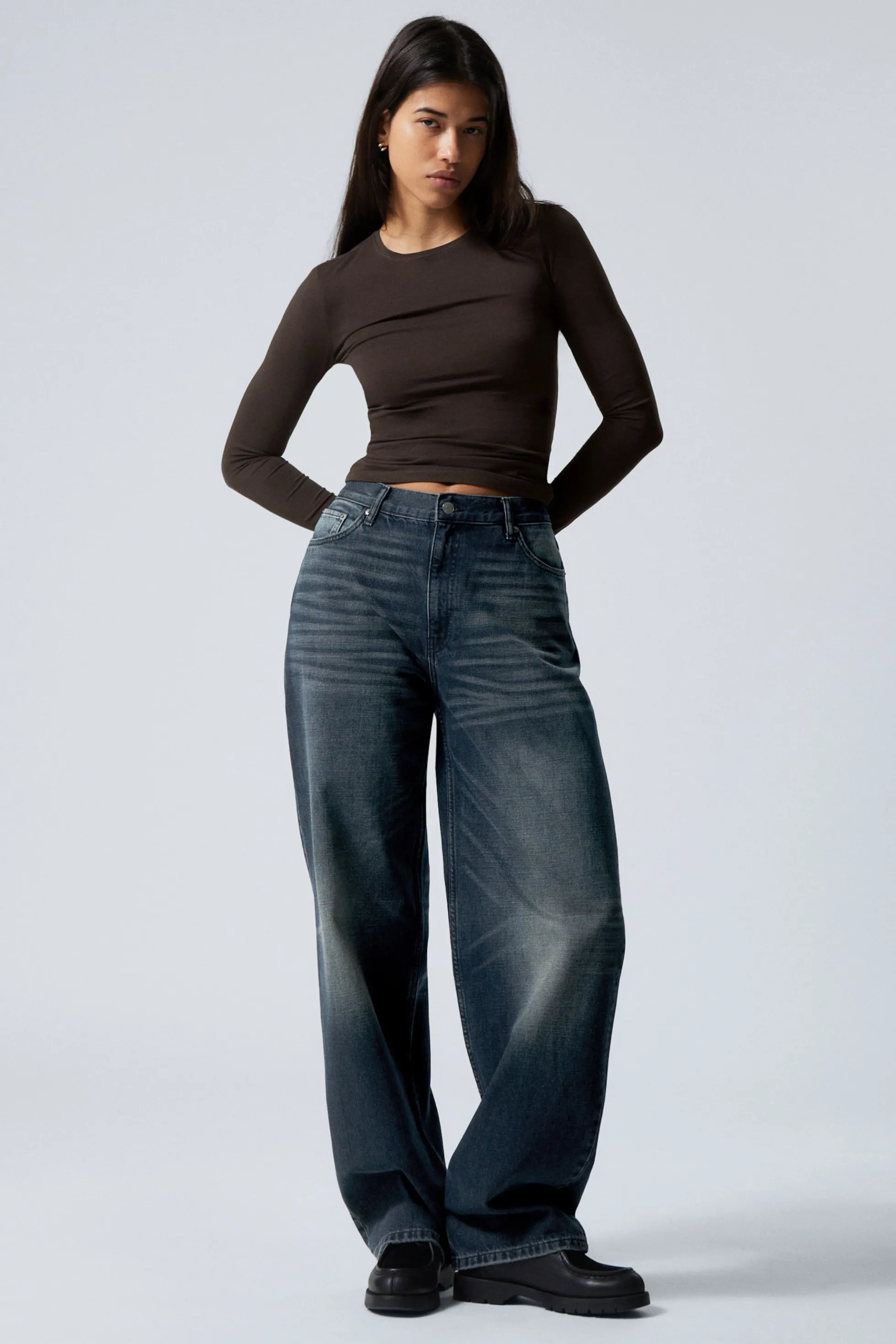 Weekday RAIL MID WAIST LOOSE WIDE LEG JEANS>DAMES Jeans