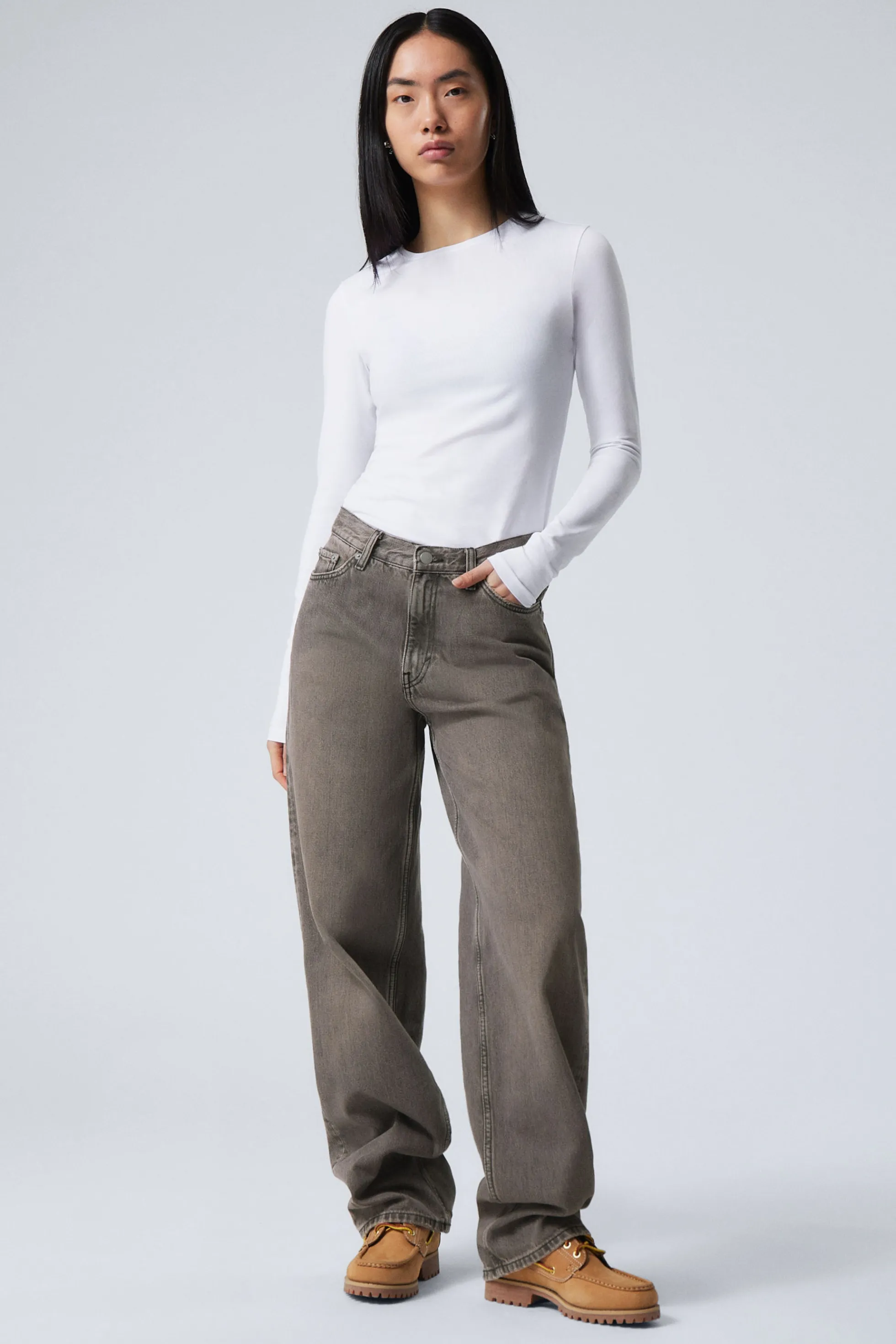 Weekday RAIL MID WAIST LOOSE WIDE LEG JEANS>DAMES Jeans