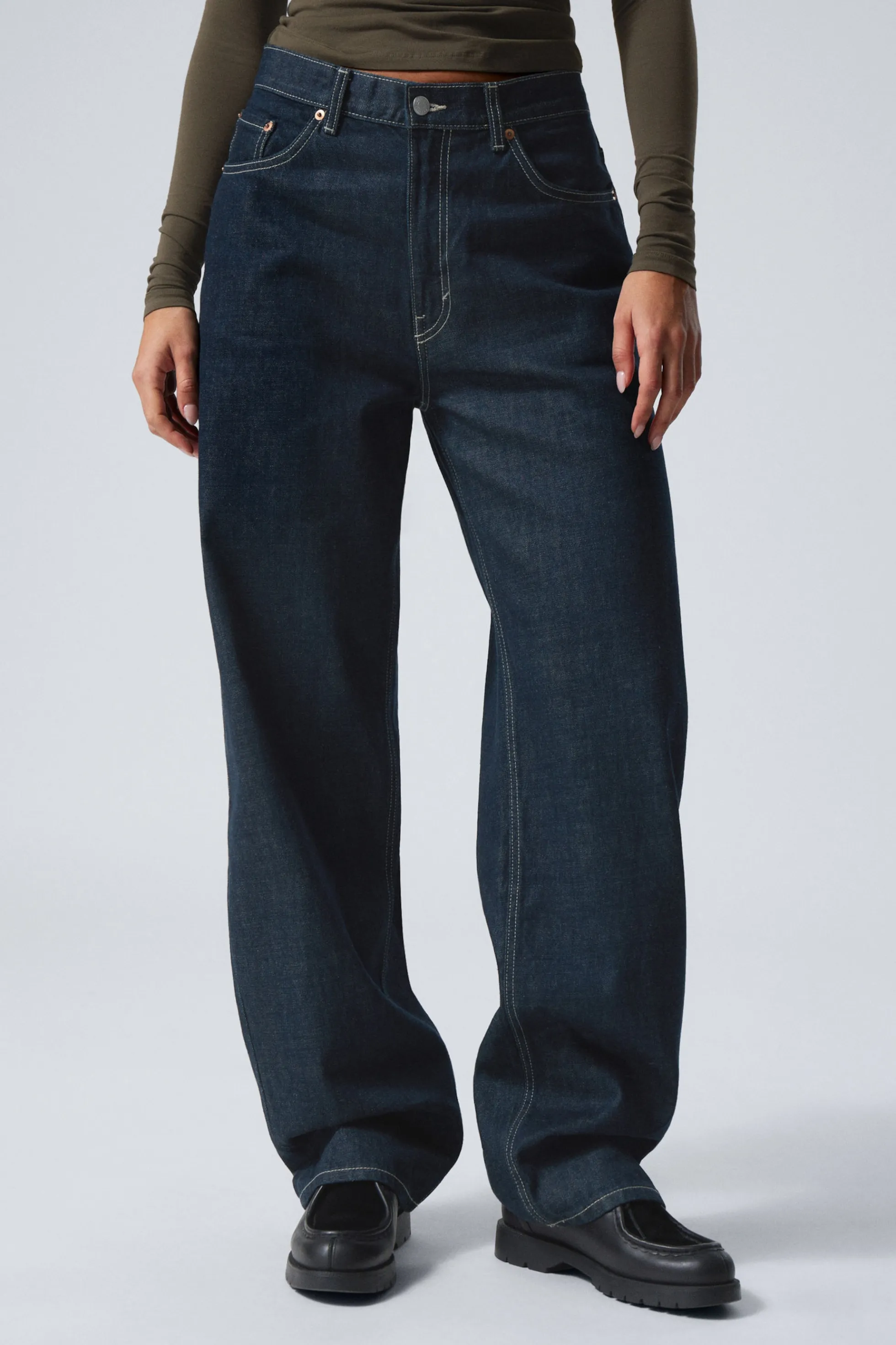 Weekday RAIL MID WAIST LOOSE WIDE LEG JEANS>DAMES Jeans