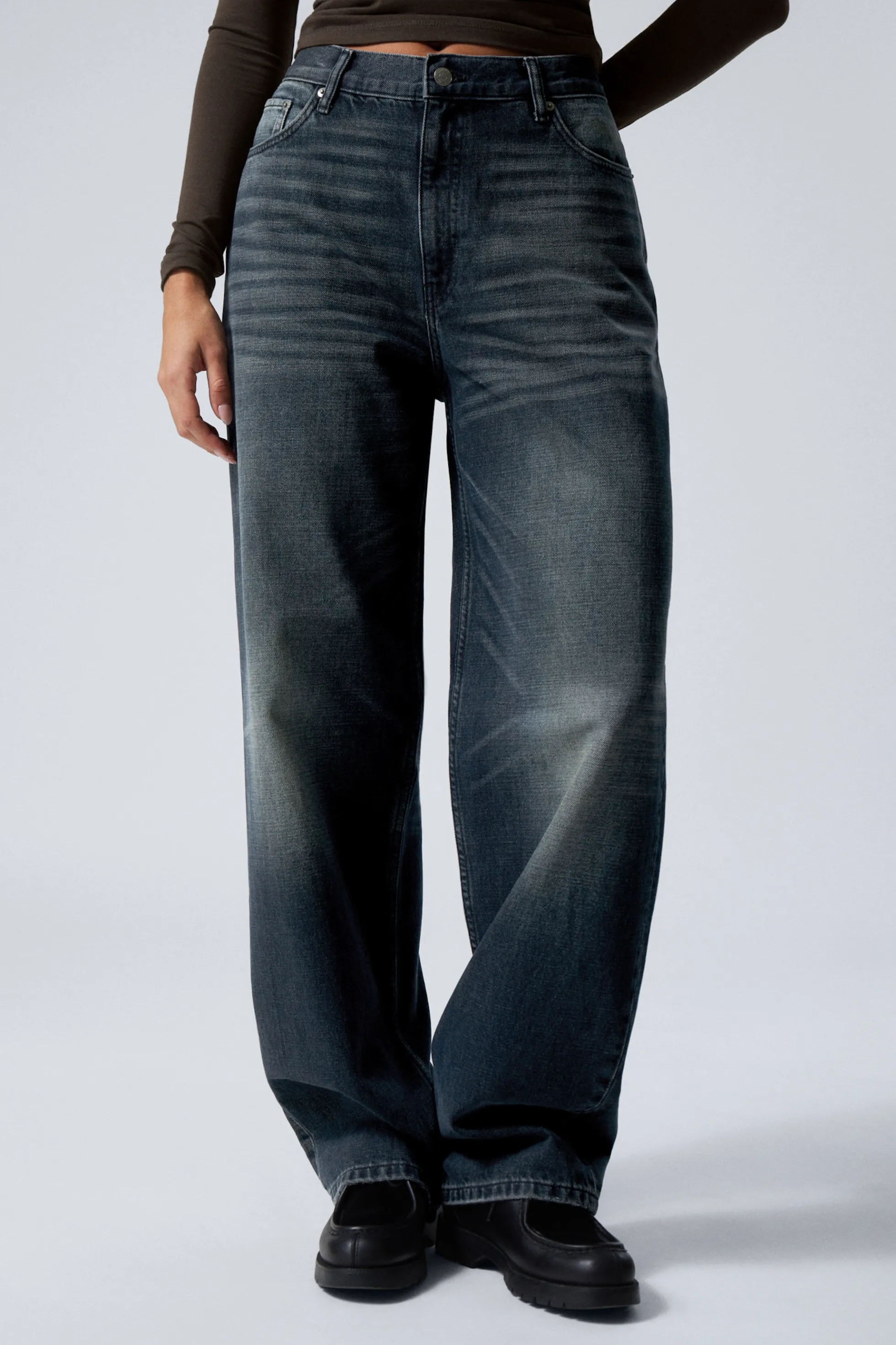 Weekday RAIL MID WAIST LOOSE WIDE LEG JEANS>DAMES Jeans