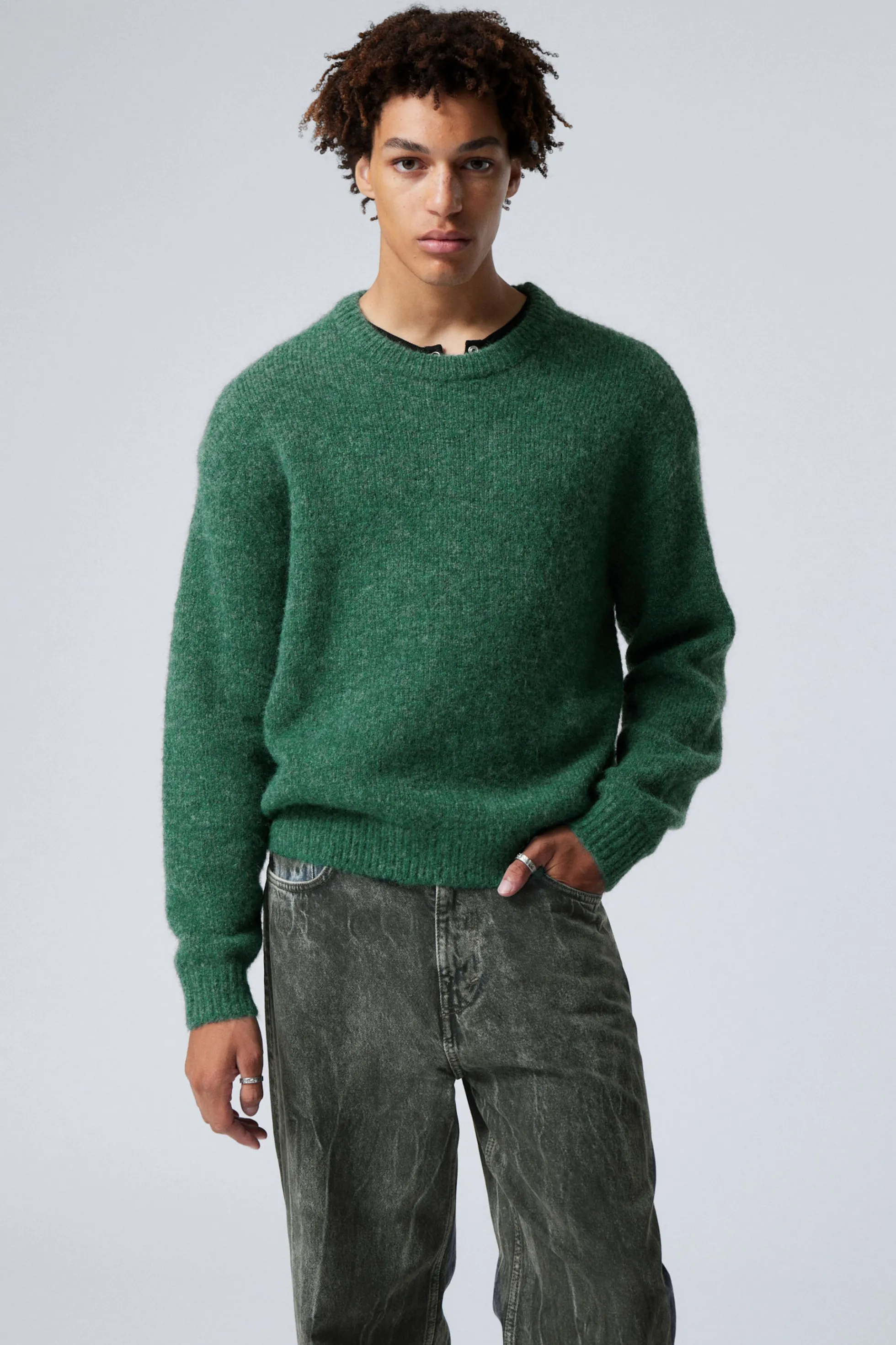 Weekday REGULAR FIT GEBREIDE TRUI VAN WOLMIX>Heren Knitwear