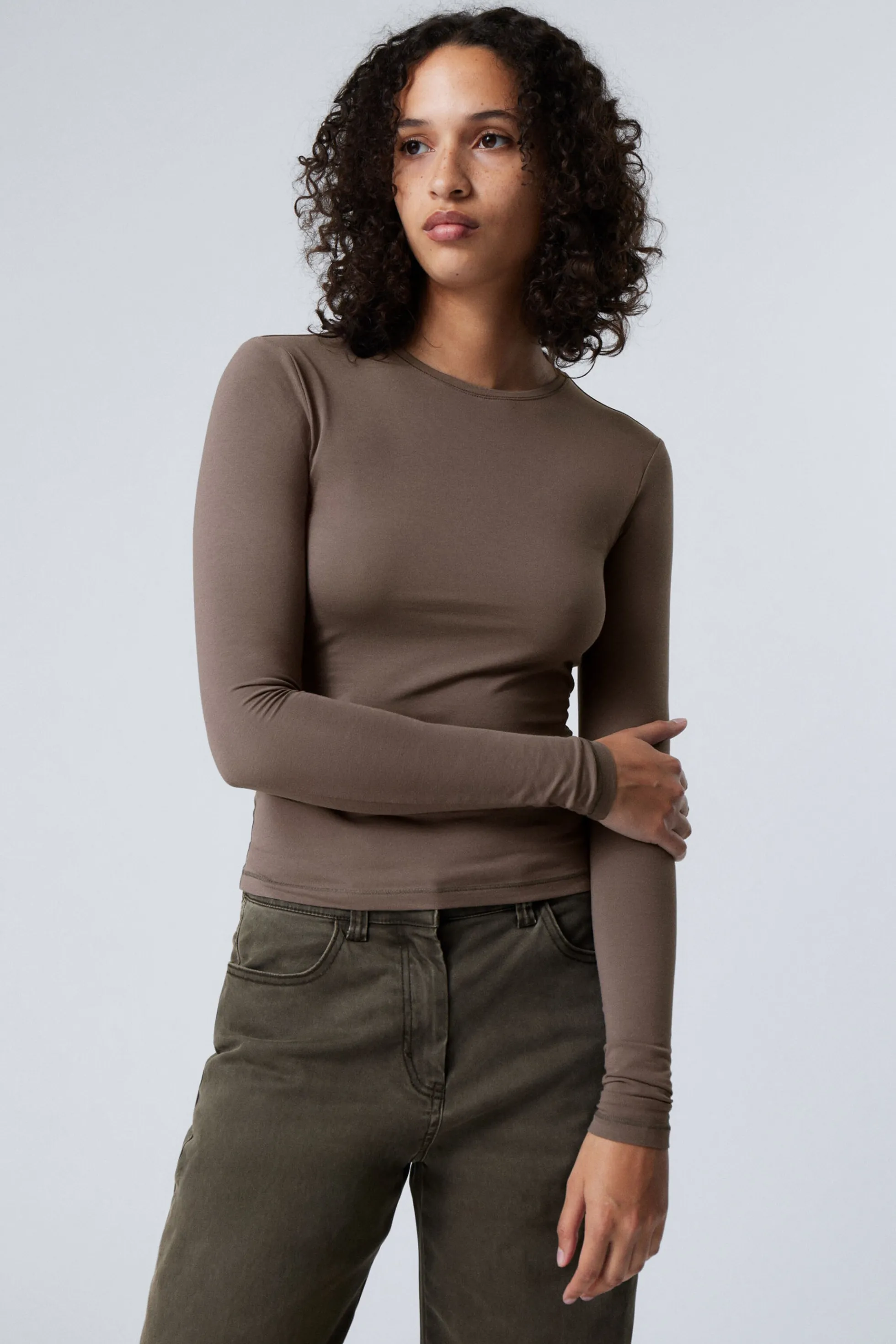 Weekday SLIM-FIT TOP MET LANGE MOUWEN>DAMES Basics