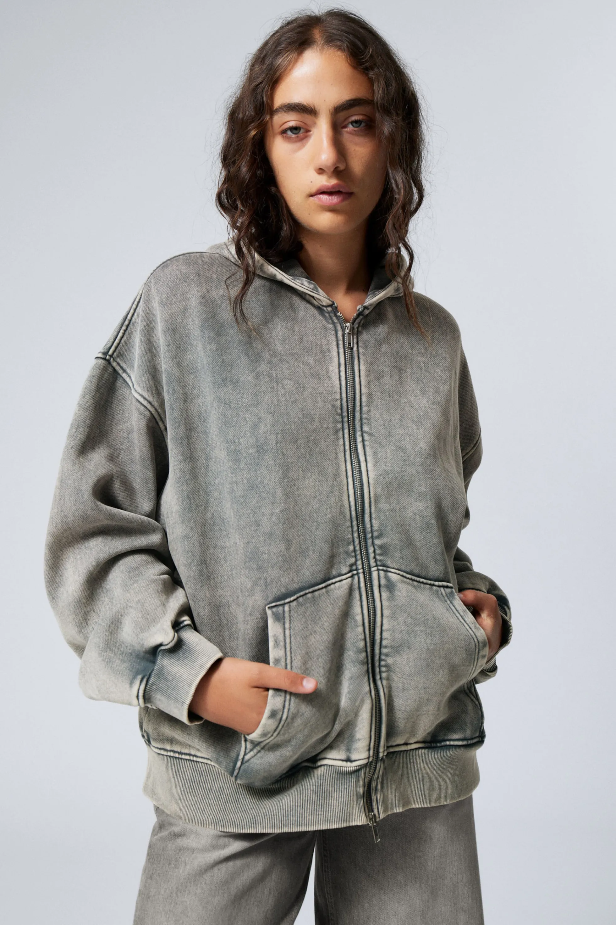 Weekday WASHED LOOSE FIT ZIP HOODIE>DAMES Hoodies